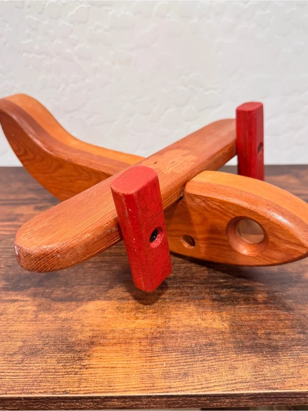 Vintage Sunbow Wooden Toy Airplane 1978 Moving Propellers